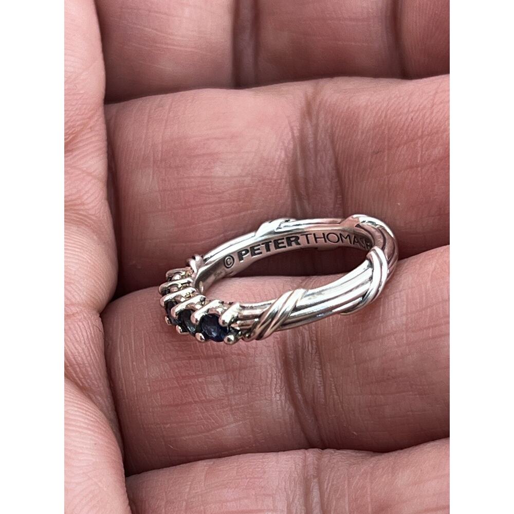 Peter Thomas Roth Sterling Silver Signature Romance Stack Ring Sapphire Size 7 - Picture 7 of 12